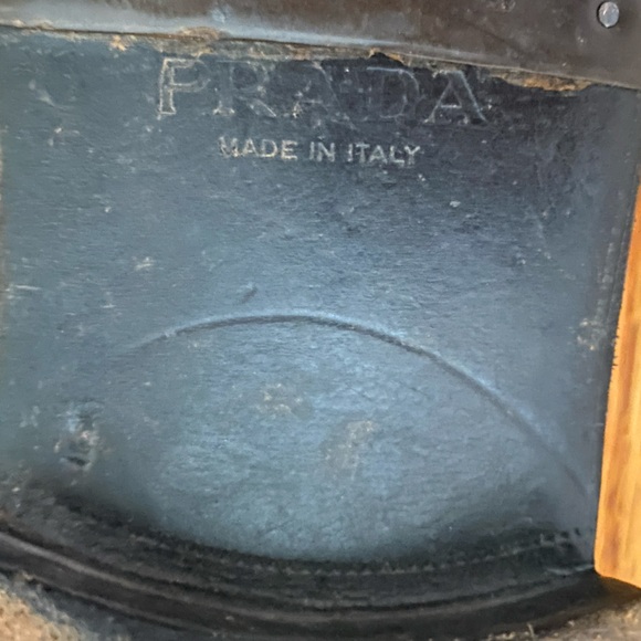 VINTAGE 90’s Y2K PRADA Black Leather Square Toe Slip-On Chunky Loafers SZ 9 - Picture 9 of 10